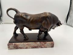 Art Deco Bull Sculpture Bronze Marble France circa 1930 - 3769096