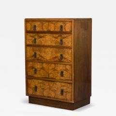 Art Deco Burl Veneer 5 Drawer Tall Chest - 4166385