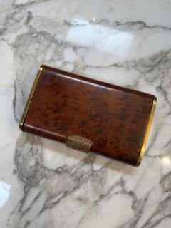 Art Deco Burl Wood and Brass Cigarette Case - 4380221