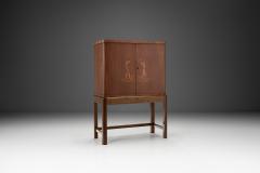 Art Deco Cabinet in Birch with Illustrative Details Europe 1930s - 4136196