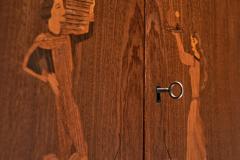 Art Deco Cabinet in Birch with Illustrative Details Europe 1930s - 4136218