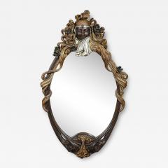 Art Deco Carved Sculptural Flapper Mirror in Limewood Plaster Appliques Gilt - 4491414