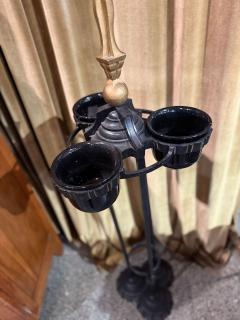 Art Deco Cast Iron Plant Stand with Faux Bronze Nude Female Statue France - 4251224
