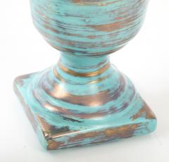 Art Deco Ceramic Gold Washed Turquoise Cache Pots - 4505304