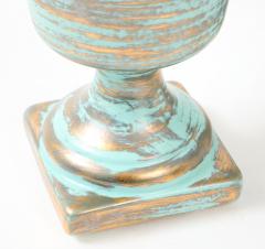 Art Deco Ceramic Gold Washed Turquoise Cache Pots - 4505306