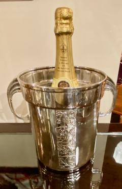 Art Deco Champagne Bucket Silver Plate with Embossed Details - 1601094
