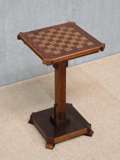 Art Deco Chess Side Table in Oak with Checkerboard Top Netherlands 1930s - 4774790