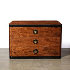 Art Deco Chest in Book matched Burled Walnut w Amber Bakelite Pulls - 3352345