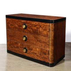 Art Deco Chest in Book matched Burled Walnut w Amber Bakelite Pulls - 3352402