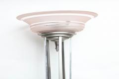 Art Deco Chrome Plated Floor Lamp with Champagne Shade - 562775