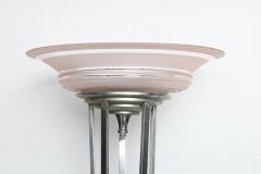 Art Deco Chrome Plated Floor Lamp with Champagne Shade - 562778