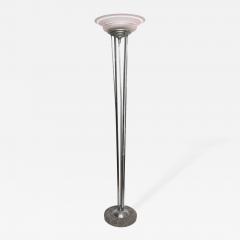 Art Deco Chrome Plated Floor Lamp with Champagne Shade - 563494