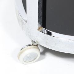 Art Deco Chrome Two Tier Rolling Serving Cart with Inset Black Vitrolite - 4490019