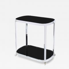 Art Deco Chrome Two Tier Rolling Serving Cart with Inset Black Vitrolite - 4491413