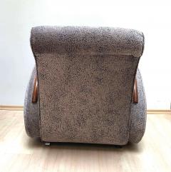 Art Deco Club Chair Walnut Veneer Beech Grey Velvet France circa 1925 - 2339742