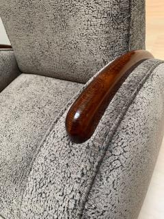 Art Deco Club Chair Walnut Veneer Beech Grey Velvet France circa 1925 - 2339744