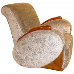 Art Deco Club Chair Walnut Veneer Beech Grey Velvet France circa 1925 - 2339750