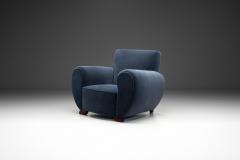 Art Deco Club Chair in Dark Blue Mohair Europe 1930s - 3929135