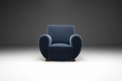 Art Deco Club Chair in Dark Blue Mohair Europe 1930s - 3929136