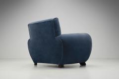 Art Deco Club Chair in Dark Blue Mohair Europe 1930s - 3929140