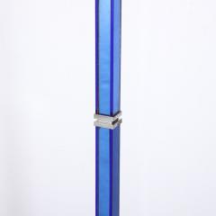 Art Deco Cobalt Blue Glass Satin Nickel Torchiere w Milk Glass Shade - 3197861