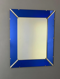 Art Deco Cobalt Blue Glass Trimmed Mirror - 2649825