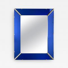 Art Deco Cobalt Blue Glass Trimmed Mirror - 2651929