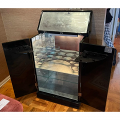Art Deco Cocktail Bar Hideaway Black Lacquer Cabinet - 2850142