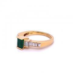 Art Deco Colombian Emerald Engagement Ring in 18k Gold - 3622292