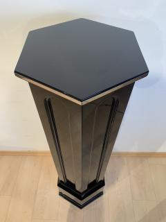 Art Deco Column or Pedestal Hexagonal Black Lacquer on Oak France circa 1930 - 1903814