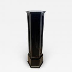 Art Deco Column or Pedestal Hexagonal Black Lacquer on Oak France circa 1930 - 1904971