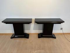 Art Deco Console Table Black Lacquer Metal Trims France circa 1940 - 2941041