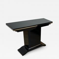 Art Deco Console Table Black Lacquer Metal Trims France circa 1940 - 2942265