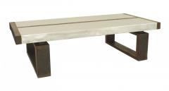 Art Deco Constructivist Style Rectangular Oak and Metal Coffee Table - 4634410