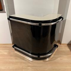 Art Deco Corner Bar with 4 Stools Black Lacquer Cream Glass France circa 1930 - 4387450