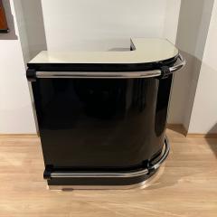 Art Deco Corner Bar with 4 Stools Black Lacquer Cream Glass France circa 1930 - 4387451