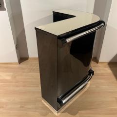 Art Deco Corner Bar with 4 Stools Black Lacquer Cream Glass France circa 1930 - 4387452