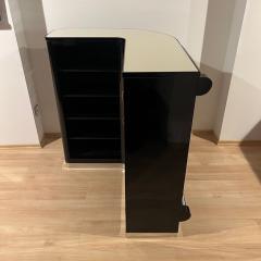 Art Deco Corner Bar with 4 Stools Black Lacquer Cream Glass France circa 1930 - 4387453