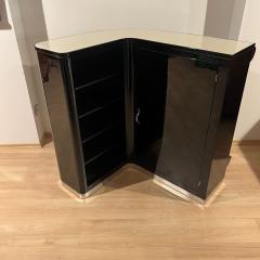 Art Deco Corner Bar with 4 Stools Black Lacquer Cream Glass France circa 1930 - 4387454