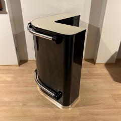 Art Deco Corner Bar with 4 Stools Black Lacquer Cream Glass France circa 1930 - 4387456