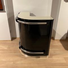 Art Deco Corner Bar with 4 Stools Black Lacquer Cream Glass France circa 1930 - 4387457