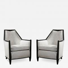 Art Deco Cubist Black Lacquer Skyscraper Lounge Chairs in Manner of Ruhlmann - 3646341