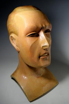 Art Deco Cubist Male Mannequin Head Pierre Imans Paris Carved Wood 1920 - 2803595