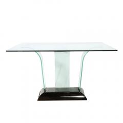 Art Deco Curved Glass Console Table with Black Lacquered Base by Modernage - 3861458