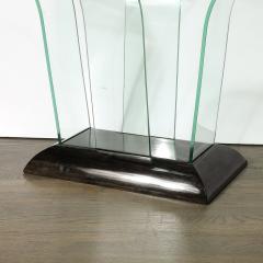 Art Deco Curved Glass Console Table with Black Lacquered Base by Modernage - 3861472