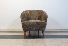 Art Deco Curved Sheepskin Sahara Lounge Chair Sweden 1940s - 2491985