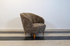 Art Deco Curved Sheepskin Sahara Lounge Chair Sweden 1940s - 2491986