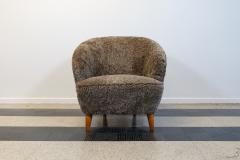 Art Deco Curved Sheepskin Sahara Lounge Chair Sweden 1940s - 2491987