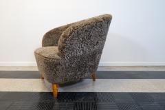 Art Deco Curved Sheepskin Sahara Lounge Chair Sweden 1940s - 2491990