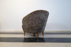 Art Deco Curved Sheepskin Sahara Lounge Chair Sweden 1940s - 2491992